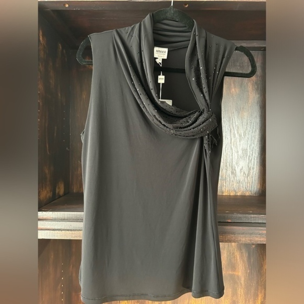 NWT Armani Black Beaded Women’s Top | Size 10 | New with Tags | Made in Italy